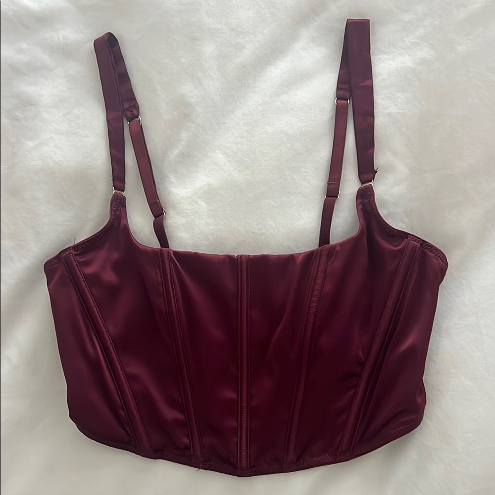Auden Deep Red Satin Bustier